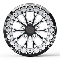 Jantes de course en alliage forgées et usinées noir brillant 2 pièces, type Beadlock, 5x120 5x114.3 15x10, pour Mustang Corvette