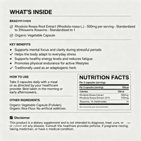 Capsules de Rhodiola Rosea OEM pour la concentration et le soulagement de la fatigue, amélioration naturelle de la performance cognitive, de l'humeur et de l'endurance, soutien immunitaire