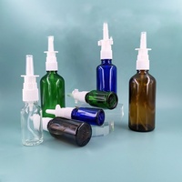 Flacon pulvérisateur en verre pour soins personnels, noir, transparent, bleu, vert, marron, brume fine, pour spray nasal et spray pour la gorge, emballage en verre