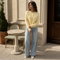 Cardigan en tricot jaune beurre pour femme Joydressing, col rond, manches longues, décontracté, vente en gros