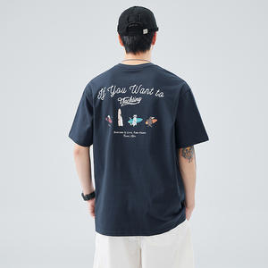 Camiseta Lisa de Manga Corta, Corte Ajustado, 100% Algodón Pima de 280g, con Impresión de Logotipo de Marca Personalizada y <span class=keywords><strong>Tratamiento</strong></span> de Tela Batik, Venta al Por Mayor - Product Image 1