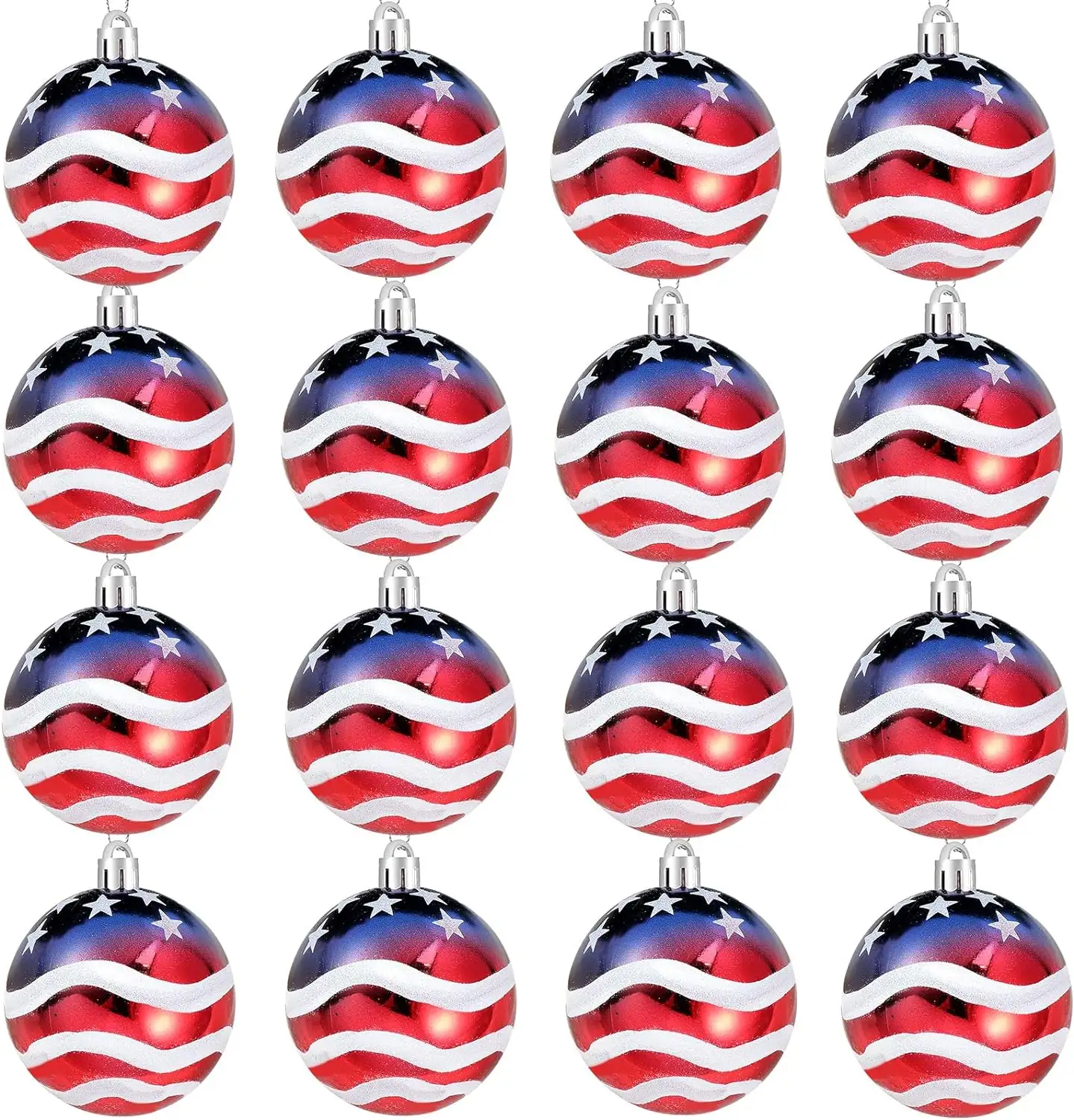 12pcs Ornaments Balls Christmas America Flag Design Painted Plastic Christmas Ball Set For Hanging Decorative Tree