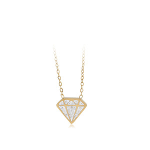 A00895314 Xuping Perhiasan Baja Tahan Karat Mewah Modis Liontin Berlian Besar 14K Kalung Berlapis Emas