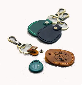 factory customizing real leather mini key fob cover handmade