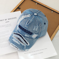 Topi Baseball Wanita 6 Panel Gaya Streetwear Amerika, Denim Distressed 100% Katun, Dapat Disesuaikan, Bordir Serbaguna, Model Terbaru 2026