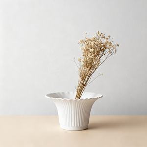 <span class=keywords><strong>Pot</strong></span> <span class=keywords><strong>de</strong></span> fleurs en plastique blanc côtelé style Art Déco, léger et durable, vase hydroponique <span class=keywords><strong>de</strong></span> table incassable pour la décoration intérieure - Product Image 1
