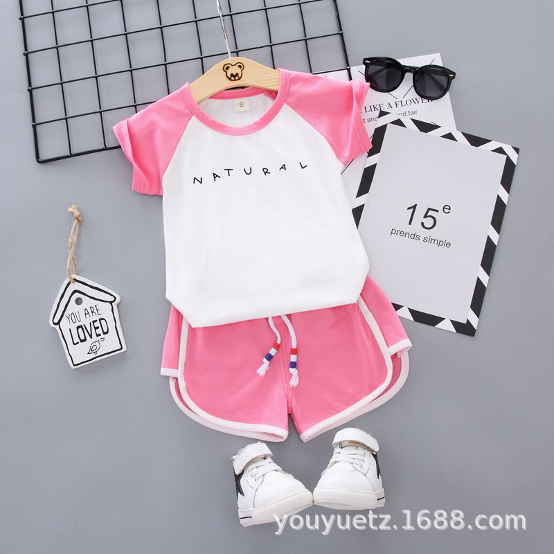 Ensemble patchwork manches courtes rose