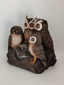 Hot Sale Artificial Various Owl Statue Funny Bird Figurines Ornaments Decorative Candlestick Craft