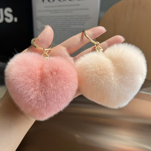Wholesale Love Heart Plush Keychains Fluffy Fur <b>Key</b> <b>Rings</b> Valentine Pom Pom <b>Accessories</b> Mini Plushies Claw Machine From Factory - Product Image 4