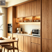 Ensemble d'armoires de cuisine modernes en bois massif à grain de bois, multifonctionnelles et personnalisables, de style Shaker, de haute qualité, en bois complet