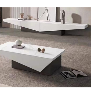 핫 라이트 럭셔리 커피 테이블과 TV 스탠드 식탁 세트 대리석 노드릭 커피 사이드 테이블 및 TV 유닛 세트 - Product Image 2
