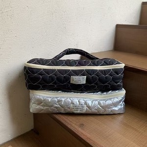 Wu Hair Tool <b>Storage</b> <b>Bag</b> Silver Black <b>Quilted</b> Portable Travel Organizer for Daily Use - Product Image 4