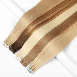 All'ingrosso naturale nastro biondo nelle estensioni dei capelli 100% capelli crudi vergini umani dritto invisibile osso biondo colore chiaro - Product Image 2