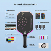 Raquette de pickleball durable en fibre de carbone T700, noyau en nid d'abeille de 16 mm, certifiée USAPA, kit de raquette pour activités familiales et adultes