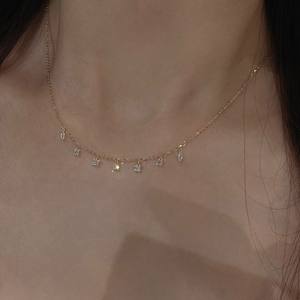 Collar con Colgante de Osito de Peluche con Letras de Diamantes Microincrustados en Plata de Ley S925 Chapada en Oro de 18K, Colgantes de Diamantes para Clavícula - Product Image 4