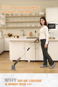 Fregona giratoria plana de diseño moderno con mango mágico de plástico de acero inoxidable para el hogar y la limpieza del hotel Embalaje en caja - Product Image 3