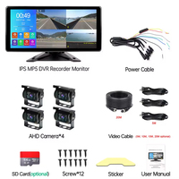 Moniteur Tactile 10,36" Système de Sécurité Panoramique 360° pour Camion Enregistreur DVR AHD 1080P 4 Canaux avec Caméra de Recul Étanche à Vision Nocturne