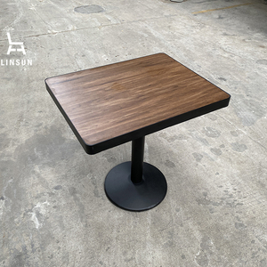 <span class=keywords><strong>Table</strong></span> de restaurant et café personnalisable, durable et écologique en bois, plateau carré stratifié HPL contreplaqué MDF, bord noir, pour café - Product Image 1