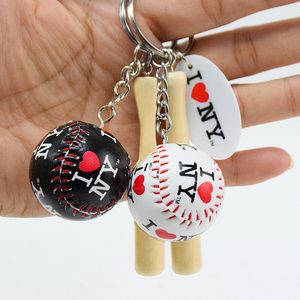 Wholesale Custom LOGO Sports Souvenir Ball Stick Practical Keychain Bag Pendant Baseball Keychain Gift