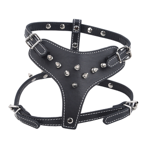 Leder <span class=keywords><strong>Spiked</strong></span> Studded <span class=keywords><strong>Dog</strong></span> Harness Pet Verstellbares Geschirr halsband für mittelgroße Hunde - Product Image 2
