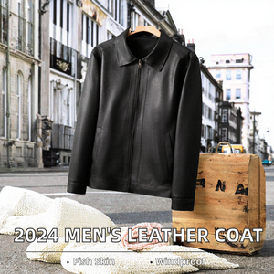 2024แจ็คเก็ตหนัง PU สำหรับผู้ชาย, สำหรับฤดูใบไม้ร่วงโลโก้ตามสั่งมีซิปปรับแต่งโลโก้ได้สำหรับคนหนุ่มสาววัยกลางคนเสื้อโค้ทหนังใหม่ - Product Image 2