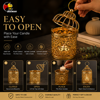 Porte-bougie en métal Beeman Gold, lanterne à bougie vintage, support décoratif pour mariage, centre de table, OEM ODM