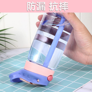 Cute Little Plastic Water Bottle For Kids With Straw Handle Anti Drop Cartoon Design Perfect For Kindergarteners And Students - Product Image 4