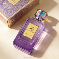 Flacon de parfum en verre personnalisé haut de gamme 100 ml, surface pulvérisée, étiquette métallique gaufrée de luxe, coffret cadeau personnalisé pour marque en démarrage