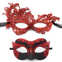 Masque de mascarade classique pour lui et pour elle, ensemble pour couple, pour soirée, rendez-vous romantique, accessoire de costume élégant de style vénitien