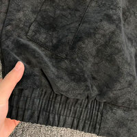 Blouson Bomber Homme Noir Imprimé Cœur Effet Délavé Vintage avec Fermeture Éclair – Style Streetwear Hiver Chaud Grande Taille