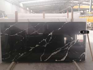 Calacutta artificielle pierre de quartz noir 15MM d'épaisseur pour comptoir de cuisine table basse dessus de vanité de salle de bain - Product Image 4