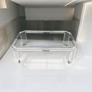 Mesa <span class=keywords><strong>de</strong></span> <span class=keywords><strong>centro</strong></span> acrílica transparente minimalista moderna con <span class=keywords><strong>centro</strong></span> <span class=keywords><strong>de</strong></span> vidrio rectangular para decoración <span class=keywords><strong>de</strong></span> sala <span class=keywords><strong>de</strong></span> estar - Product Image 1