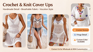 Copricostume da Spiaggia per Donne, Gonna Avvolgente Bianca con Frange, Abbigliamento per Piscina e Resort, Copricostume Bikini OEM ODM Personalizzato in Poliestere - Product Image 3