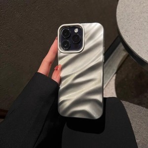 Custodie per iPhone 17 16 15 14 13 Pro Max con modello 3D, motivo a onde e volant satinato, tinta unita, protezione posteriore - Product Image 3