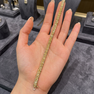 Bracelet tennis unisexe en or blanc et rose 18 carats avec diamant de laboratoire taille Asscher jaune fantaisie pour les soirées - Product Image 3