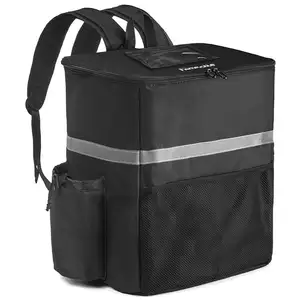 Wasserdichter günstiger schwarzer thermischer Lieferrucksack leichter Rucksack mit seitlicher Wasserflaschenhalter für Reisen Picknick