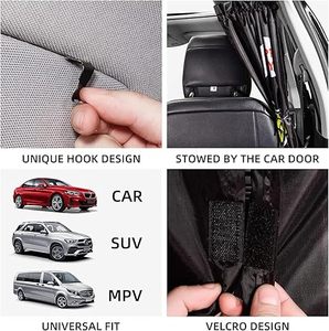 2 Pcs Car Divider Privacy Curtains <b>Shade</b> Side <b>Window</b> Covers, Black Car <b>Window</b> Cover Detachable - Product Image 4