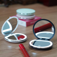 Miroir cosmétique pliable de voyage personnalisé pour femme, rechargeable, double face, grossissant, écran tactile, portable, maquillage LED chromé