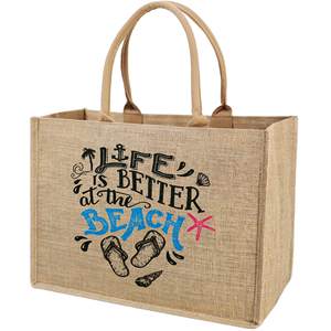 Sac d'épicerie de sacs fourre-tout en jute réutilisables et résistants - Product Image 1