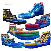Maison de rebond gonflable de toboggan aquatique pour adultes commerciaux bon marché cavalier gonflable châteaux pleins d'entrain de toboggan aquatique avec piscine pour enfants