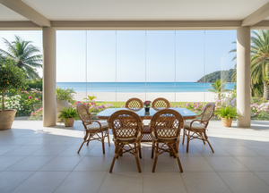 El Cómodo Juego de Comedor de Ratán/Mimbre Java Combina Artesanía Clásica con una Amplia Mesa Larga para Uso en el Hogar y Hoteles - Product Image 6