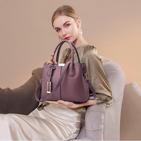 Tas tangan kulit poliester PU/, tas tangan perdagangan luar negeri, tas bahu kasual Vintage kapasitas besar, tas kulit PU mode baru 2025
