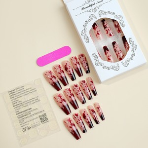 Venta caliente moda <span class=keywords><strong>Halloween</strong></span> diseño 24 piezas ataúd largo <span class=keywords><strong>Uñas</strong></span> acrílicas falsas logotipo personalizado prensa francesa en <span class=keywords><strong>uñas</strong></span> al por mayor - Product Image 6