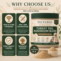 Poudre de supplément de champignons pour animaux de compagnie, chiens et chats, pour la santé immunitaire et digestive, complexe de champignons en poudre pour toutes les races, OEM ODM