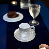 Tasse à café turque personnalisée Ay Gumusu Moon Silver, design traditionnel à pois, idéale pour offrir (Turkish Kahve Fincani)