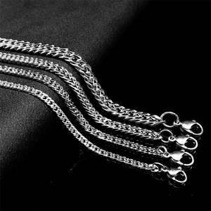 <span class=keywords><strong>Cadena</strong></span> <span class=keywords><strong>cubana</strong></span> <span class=keywords><strong>de</strong></span> acero inoxidable, doble <span class=keywords><strong>tejido</strong></span>, cuatro lados, pulido, hipoalergénico, joyería <span class=keywords><strong>de</strong></span> moda, collar, estilo, individuos conscientes - Product Image 6