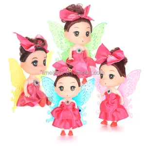 Cheap fashion doll with dress and wings mini Ddung Dolls Toy Girl Brown Bun Hair Skirt Princess