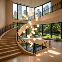 Lustre linéaire LED moderne, luminaire suspendu de luxe en albâtre, lustre long pour escalier, lustre rond pour plafonds hauts
