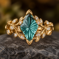 Bague personnalisée en argent 925 plaqué or vermeil, motif cerf-volant teal et coupe feu d'artifice, avec placage or épais, fabricant de bijoux OEM