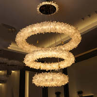 Lustre en pierre naturelle cristal de roche à 3 cercles pendentif pour entrée anneau rond lustre en cristal de pierre de quartz naturel